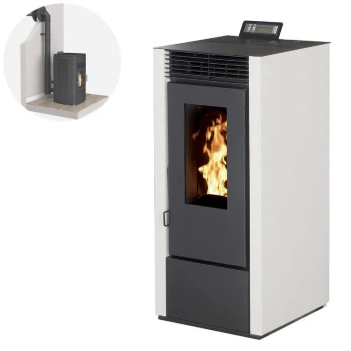 Pelletkachel-marina-14kw2.webp Pack Pelletkamin MARINA 14 kW Luftdicht + Ventilationskit – Weiß – Bild 1