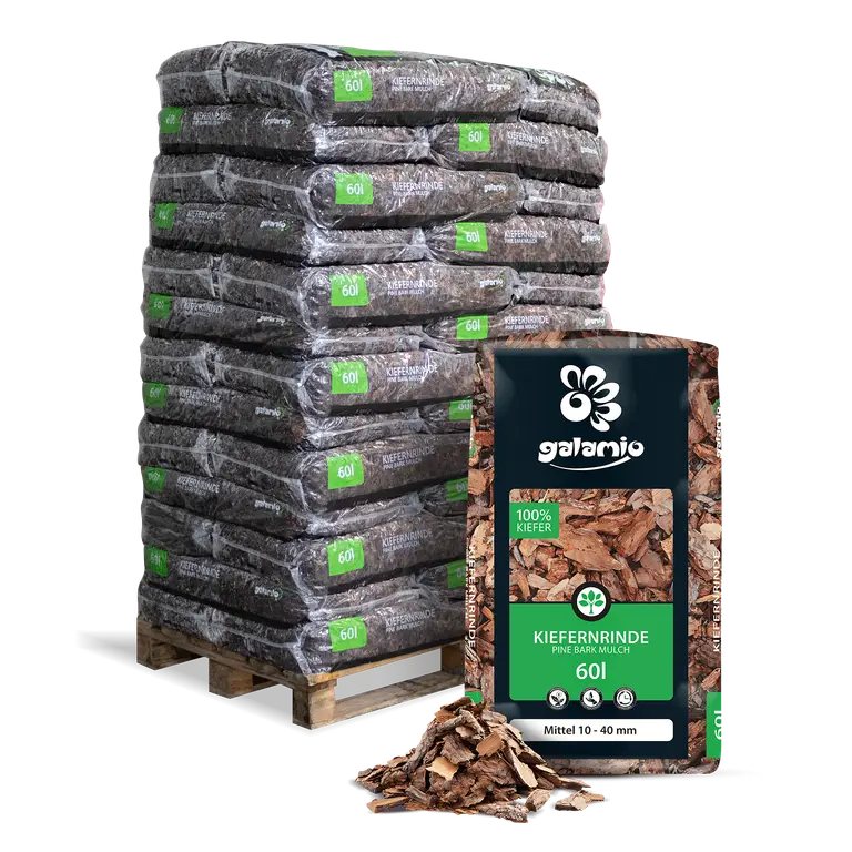 fiche-2976e61465fee98d5209.webp Galamio Rindenmulch Braun 10-40 mm 60 l x 39 Sack – Bild 1