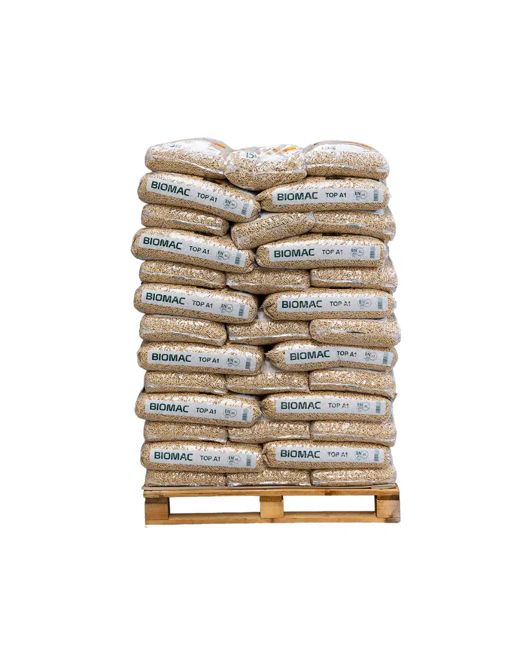 fiche-67d771f97bb4487edd22.webp Pellets Biomac ENplus A1 – Premium (65 Sack) Palette 975kg – Bild 1