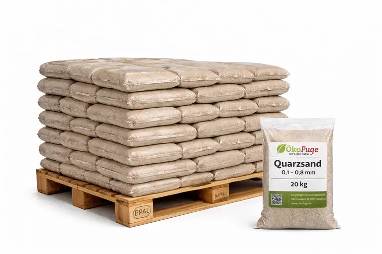 fiche-b4b161bce5f66c71cdfb.webp ÖkoFuge Quarzsand 0,1-0,8 mm 20 kg x 50 Sack – Bild 1