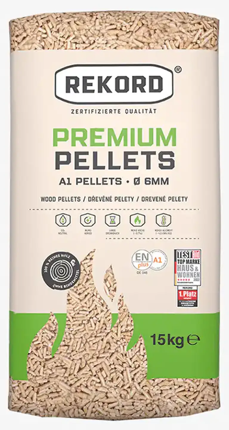 fiche-fb412eaa1de8a811075c.webp Rekord Holzpellets Weichholz 6 mm ENplus A1 990 kg Palette – Bild 1